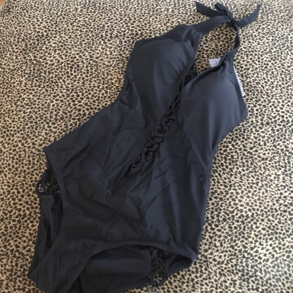 Ashley Graham Swimsuits For All Lace Up One Piece - Picture 3 of 7
